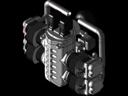 Aircraft Cub Style Boxer Engine STEP File