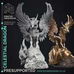 Celestial Dragon - Dragon Lord -  PRESUPPORTED - Illustrated and Stats - 32mm scale