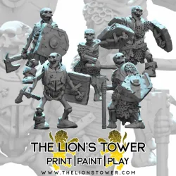 Dwarf skeletons with axe and shield (set of 5)