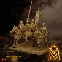 High Elf Lancers Command Group | 32mm Scale Presupported