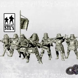 Knights with Great Helms and Polearms