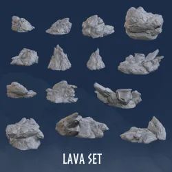 Lava Rocks (7 Models Bundle) - Rocks - Mountain - Rock - Blocks - Base - Bases