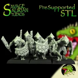 Lizardmen - Crested Iguanisaurus Warriors with Clubs