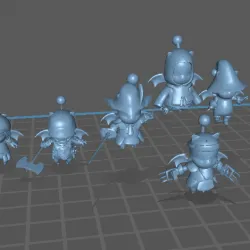 Moogle Jobs and Party Pack Various Poses of Moogles from Final Fantasy XI - Fan Art