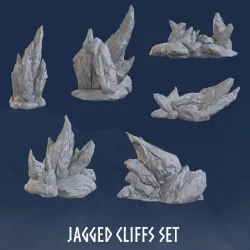 Mountain Set (6 Models Bundle) - Rocks - Mountain - Rock - Blocks - Jagged Cliffs - Jagged Mountains - Rock - Boulder - Boulders