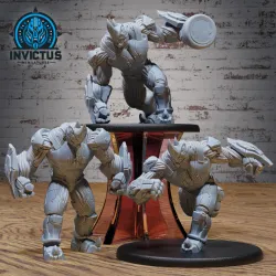 Rhino Cyborg Set / Cyberpunk Criminal Rhinocero Construct / Horned Supervillain Robot / Galactic Pirate / Space Bandit / Cosmic War Alien / Star Battle Army / Evil Corsair / Sci-Fi Encounter