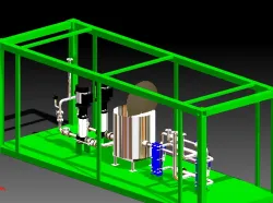 Skid with heat exchangers system for  cooling system
