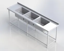 Stainless steel triple bowl sink