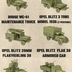 STL PACK - DODGE WC trucks + Opel Blitz trucks of WW2 + 4 trailers (scale 1:56)