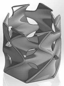 Twisted pencil box of rotated hexagons on planes