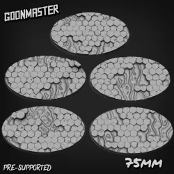 Basalt Lava Floor Bases/Toppers 75mm x 42mm Oval x 5