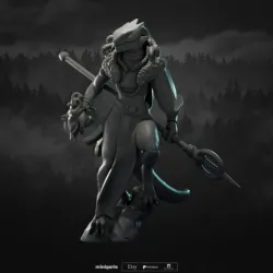Blue Dragonborn Sorcerer Adept - Female - DnD Miniature for Tabletop - 32mm