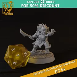 Halfling Female Warlock - RPG Hero Character D&D 5e - Titans of Adventure Set 43