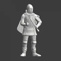 Late medieval knight with shield and mace