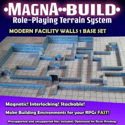 Magna-Build FACILITY WALLS Base Set 1 -Magnetic RPG Terrain