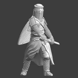 Medieval crusader knight - drawing his sword