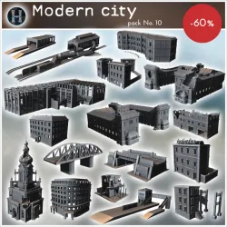 Modern city pack No. 10 - Modern WW2 WW1 World War Diaroma Wargaming RPG Mini Hobby