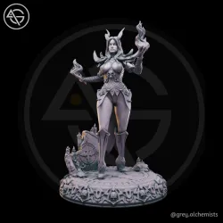 Selene the Tiefling Sorcerer, DnD Miniatures - Fantasy Character in 32mm & 75mm - DnD STL (Pre-Supported)