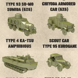 STL PACK - 17 JAPANESE Fighting vehicles of WW2 + 2 Tankmen (VOLUME 2, Scale 1:56) - PERSONAL USE