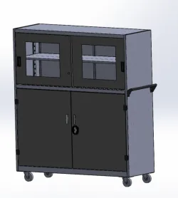 Tool cabinet with hinged and sliding door