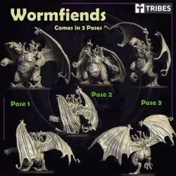 Wormfiends - Huge Winged Worm Demons, 3 different poses