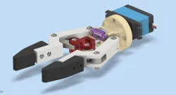 Articulated gripper animation with worm screw and mechanical limit switch.