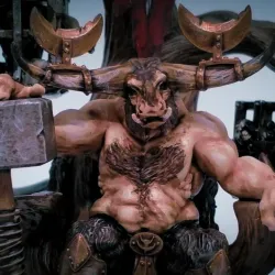 Clovis (Minotaur) Lord on throne: full diorama (pre-Supported)
