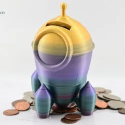 Cobotech Rocket Piggy Bank by Cobotech - Space Themed Piggy Bank - Unique Kids Room Decor - Fun Coin Bank Gift Idea