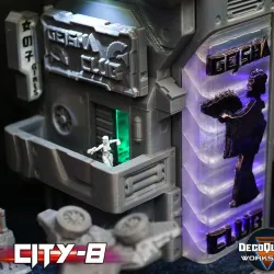 Cyberpunk LED lights geisha club tower