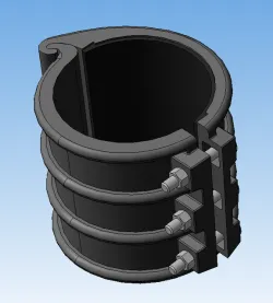 Plastic clamp for repairing damaged drain pipes d215 ... 220mm