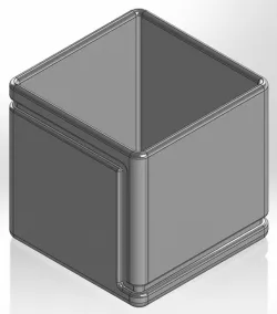 Square pencil cup with slits around the edges of the cup