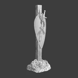 Sword and shield - hanging on pole