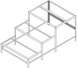 Escada com 3 degraus feitos de cantoneiras