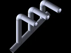 Piping system - 90 degrees elbows, one collector