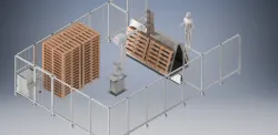 concept of robotics complex for pallet production and stacking