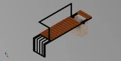 Park Bench with Flower Pot