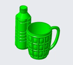 Plastic glass and bottle model