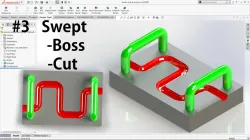 SOLIDWORKS TUTORIAL | 3D basic swept boss & swept cut