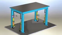 Table with retractable casters.