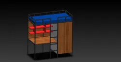 Bed with Study Table and Wardrobe