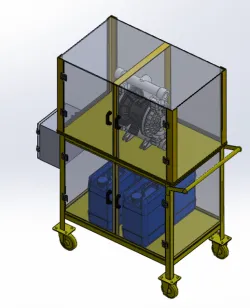 Concept of Pneumatic chemical pump polycarbonate enclosure / Conceito de Enclausuramento de Policarbonato para Bomba Pneumática de Produtos Químicos
