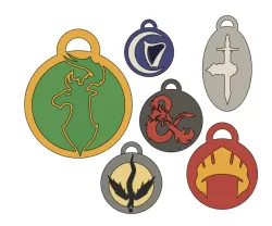 DnD Forgotten Realms Factions Keychains + DnD Logo Keychain