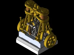 vertical twin cylinder steam engine with single valve chest and reverser