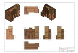 Wooden bed 3D CAD model