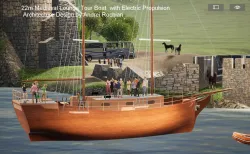 22m Medieval Lounge Tour Boat  with Electric Propulsion Architecture Design by Andrei Rochian