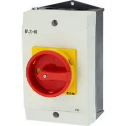 Chave Seccionadora Eaton 400V 3P 25A (11kW) Enclausurada em Caixa de Sobrepor IP65 eletroduto M25 (diâm.: 1")  Fixação M4