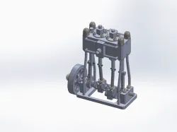 SIMPLE LITTLE 2 CYLINDER VERTICAL MARINE STEAM ENGINE