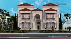 Spanish Royal Villa Design exterior ,  Arabic Italian Classic white House Villa,  Mediterranean villa Facade,  white Palace villa Elevation , Arabic House Villa, Big Villa, Luxury Villa Design,
