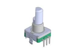 11mm Metal Shaft Rotary Encoders THT - Vertical, w push-on switch