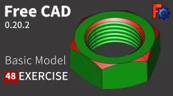 FreeCAD Tutorial for beginners,basic model exercise NUT HELIX-48